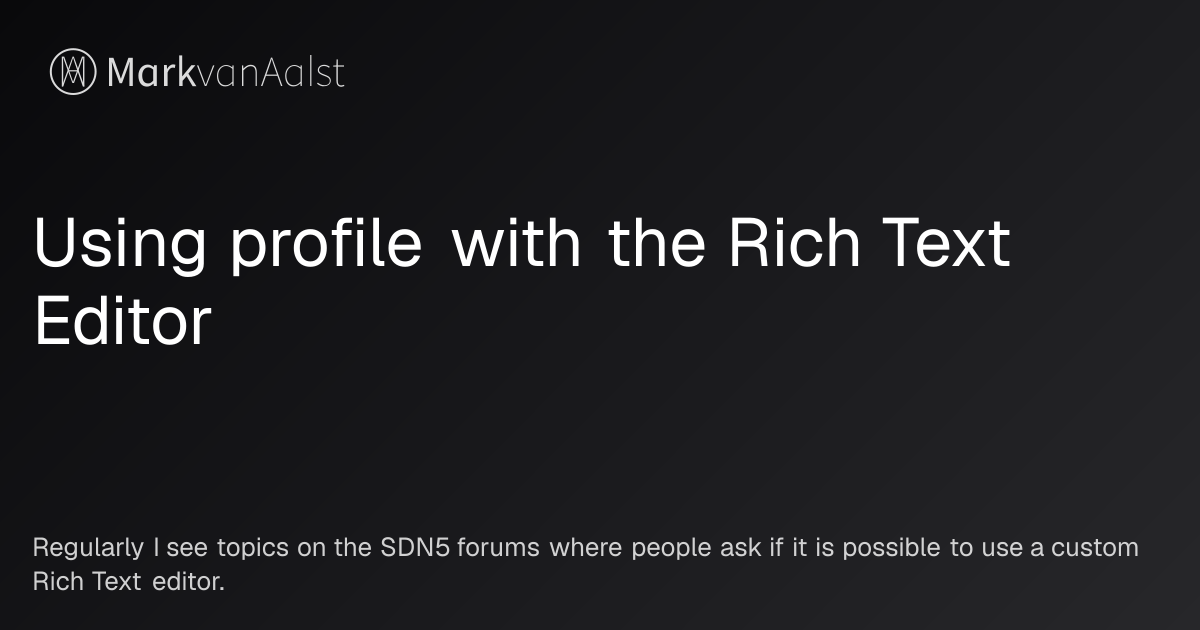 Using profile with the Rich Text Editor | Personal IT Website